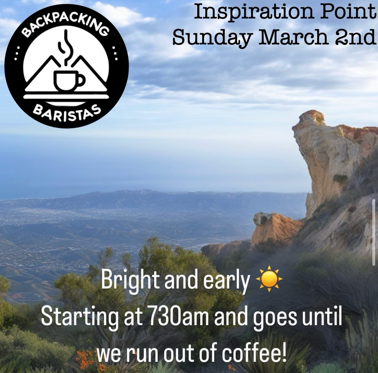 Backpacking Baristas pop-up on March 2, 2025